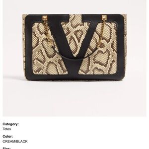 Valentino Garavani Snakeskin Cream and Black Tote
